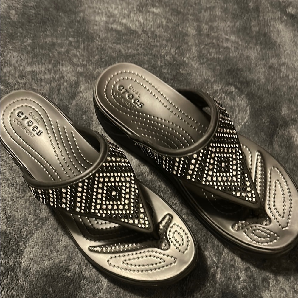 CROCS Black and Silver Women's Sandals